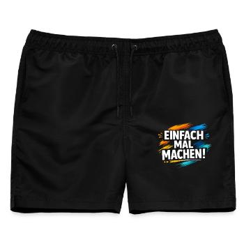 Einfach mal machen - Männer Badeshorts - Schwarz - Vorne - AI Model Male 178 light (178cm)