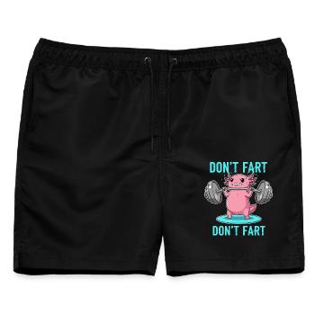 Axolotl Don't Fart Gym Spruch - Männer Badeshorts - Schwarz - Vorne - AI Model Male 178 light (178cm)