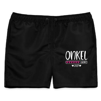 Onkel 2027 loading mit Herzchen Ladebalken - Männer Badeshorts - Schwarz - Vorne - AI Model Male 178 light (178cm)