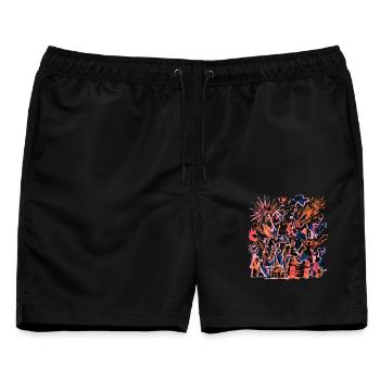 Fallas De Valencia Risographie - Männer Badeshorts - Schwarz - Vorne - AI Model Male 178 light (178cm)