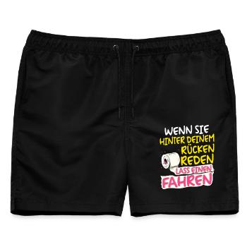 Wenn Sie hinter deinem Rücken Lustiger Spruch - Männer Badeshorts - Schwarz - Vorne - AI Model Male 178 light (178cm)