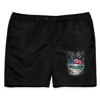 Puerto Rico Boricua - Männer Badeshorts - Schwarz - Vorne - AI Model Male 178 light (178cm)