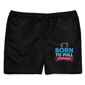 Born To Pull Bangers Sammelkartensammler - Männer Badeshorts - Schwarz - Vorne - AI Model Male 178 light (178cm)