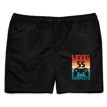 55. Geburtstag Level 55 Complete 55 Jahre Gamer - Männer Badeshorts - Schwarz - Vorne - AI Model Male 178 light (178cm)