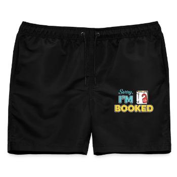 Sorry Ich Bin Verplant Buch - Männer Badeshorts - Schwarz - Vorne - AI Model Male 178 light (178cm)
