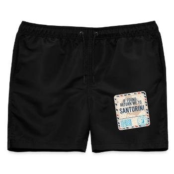 If Found Return To Santorini - Männer Badeshorts - Schwarz - Vorne - AI Model Male 178 light (178cm)