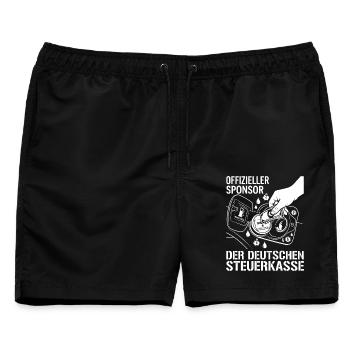 Offizieller Sponsor Der Deutschen Steuerkasse - Männer Badeshorts - Schwarz - Vorne - AI Model Male 178 light (178cm)