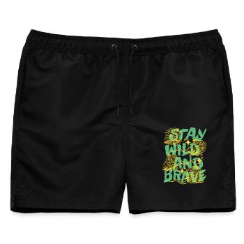 Bleib wild und mutig - Männer Badeshorts - Schwarz - Vorne - AI Model Male 178 light (178cm)