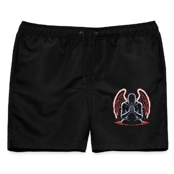 Dark Angel Pixel Art Shirt – Gefallener Engel - Männer Badeshorts - Schwarz - Vorne - AI Model Male 178 light (178cm)