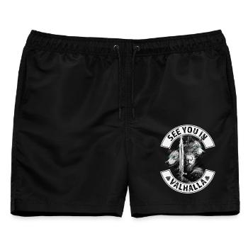 See you in Valhalla - Männer Badeshorts - Schwarz - Vorne - AI Model Male 178 light (178cm)