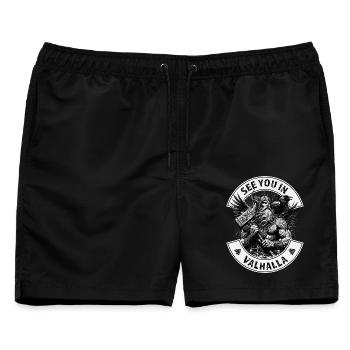 See you in Valhalla - Männer Badeshorts - Schwarz - Vorne - AI Model Male 178 light (178cm)