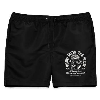 Wachse mit dem Flow Blumentopf Motiv - Männer Badeshorts - Schwarz - Vorne - AI Model Male 178 light (178cm)