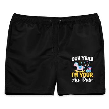 Babysitter, Familienwertschätzung, Au-pair-Mitarbeiterin - Männer Badeshorts - Schwarz - Vorne - AI Model Male 178 light (178cm)