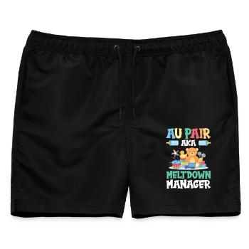 Au Pair Lover Babysitter Au Pair Wertschätzung - Männer Badeshorts - Schwarz - Vorne - AI Model Male 178 light (178cm)