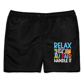 Au Pair Must Haves Babysitter-Wertschätzung Nanny - Männer Badeshorts - Schwarz - Vorne - AI Model Male 178 light (178cm)