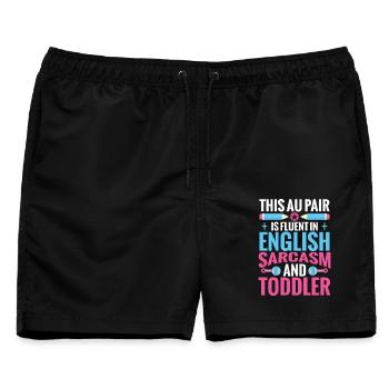 Au Pair Mitarbeiterin Nanny Babysitter Familie Au Pair - Männer Badeshorts - Schwarz - Vorne - AI Model Male 178 light (178cm)