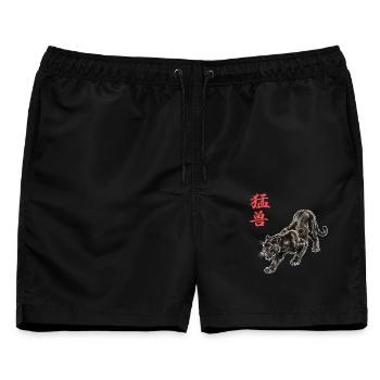 Schwarze Raubkatze Kampfkunst Panther - Männer Badeshorts - Schwarz - Vorne - AI Model Male 178 light (178cm)
