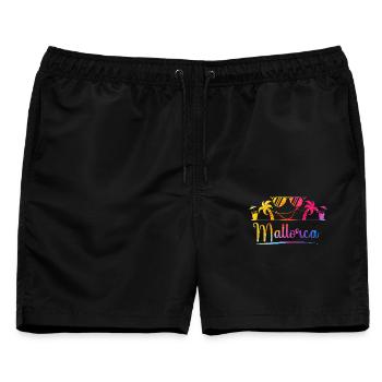 Mallorca Palmen Strand Grafik - Männer Badeshorts - Schwarz - Vorne - AI Model Male 178 light (178cm)