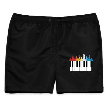Klaviertasten Farbexplosion Musik - Männer Badeshorts - Schwarz - Vorne - AI Model Male 178 light (178cm)