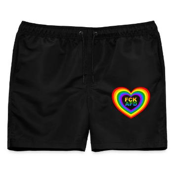 FCK AFD Herz - Männer Badeshorts - Schwarz - Vorne - AI Model Male 178 light (178cm)