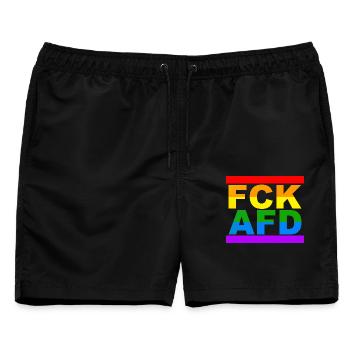 FCK AFD - Männer Badeshorts - Schwarz - Vorne - AI Model Male 178 light (178cm)