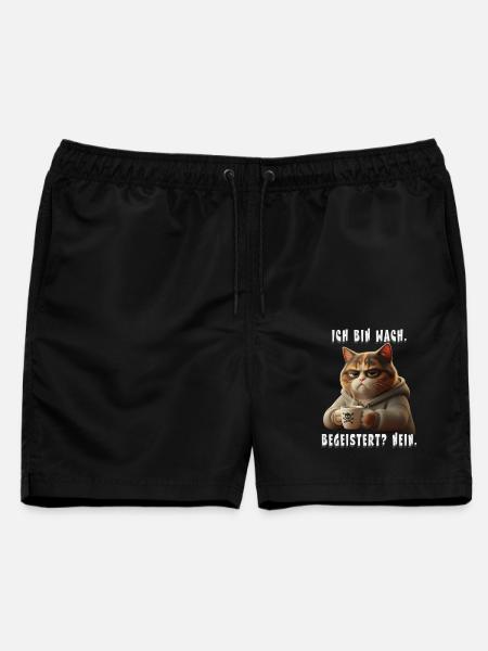 Ich bin wach begeistert nein Katze Kaffee - Männer Badeshorts - Schwarz