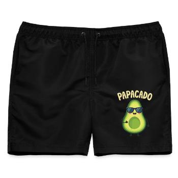 Werdender Papa & Vater, Papacado, Schwangerschaft - Männer Badeshorts - Schwarz - Vorne - AI Model Male 178 light (178cm)