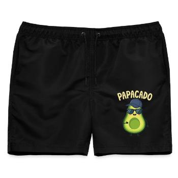 Werdender Papa & Vater, Papacado, Schwangerschaft - Männer Badeshorts - Schwarz - Vorne - AI Model Male 178 light (178cm)