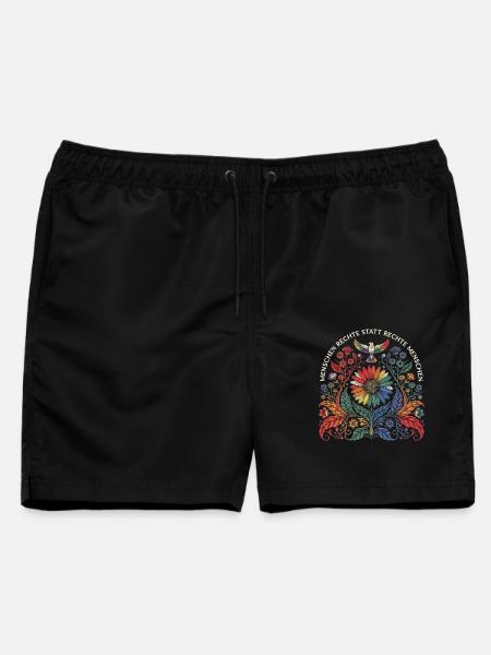 Menschenrechte statt Rechte Menschen Statement - Männer Badeshorts - Schwarz