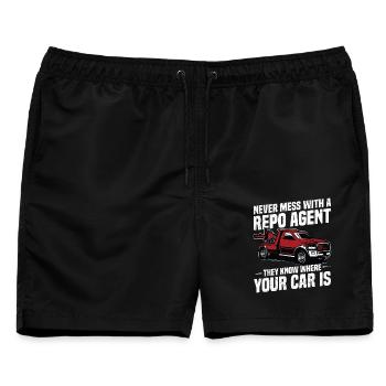 Inkasso-Agent Polizeifreunde Autobergung - Männer Badeshorts - Schwarz - Vorne - AI Model Male 178 light (178cm)