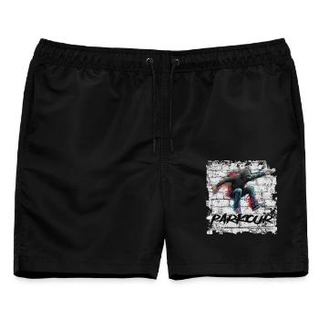 Parkour - Männer Badeshorts - Schwarz - Vorne - AI Model Male 178 light (178cm)