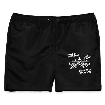 Nehmt Es Den Reichen - Männer Badeshorts - Schwarz - Vorne - AI Model Male 178 light (178cm)
