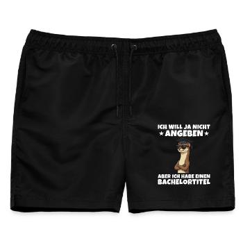 Bachelortitel geschafft Wiesel Studium Abschluss - Männer Badeshorts - Schwarz - Vorne - AI Model Male 178 light (178cm)