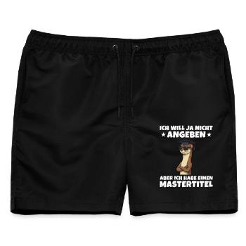 Mastertitel geschafft Wiesel Studium Abschluss - Männer Badeshorts - Schwarz - Vorne - AI Model Male 178 light (178cm)