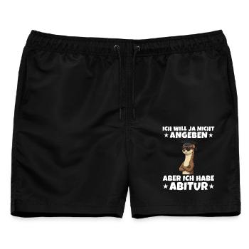 Abitur geschafft Ich will ja nicht angeben Wiesel - Männer Badeshorts - Schwarz - Vorne - AI Model Male 178 light (178cm)