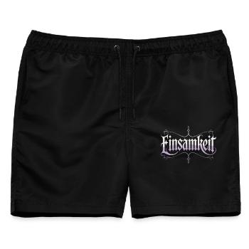 Gothic Schriftzug T-Shirt – Einsamkeit Dark Style - Männer Badeshorts - Schwarz - Vorne - AI Model Male 178 light (178cm)