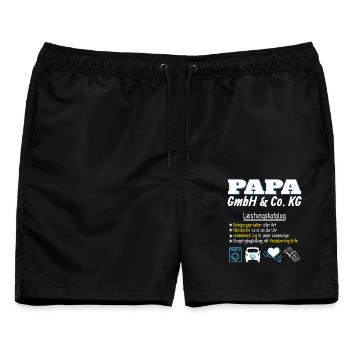 Firma Papa unterstützt in allen Lebenslagen - Männer Badeshorts - Schwarz - Vorne - AI Model Male 178 light (178cm)