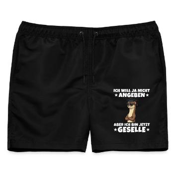 Gesellenprüfung Wiesel Ausbildung Abschluss - Männer Badeshorts - Schwarz - Vorne - AI Model Male 178 light (178cm)