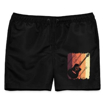 Akustikgitarre auf Sunset Stripes - Männer Badeshorts - Schwarz - Vorne - AI Model Male 178 light (178cm)