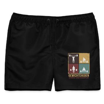 Gewichtheben Stärke und Disziplin - Männer Badeshorts - Schwarz - Vorne - AI Model Male 178 light (178cm)