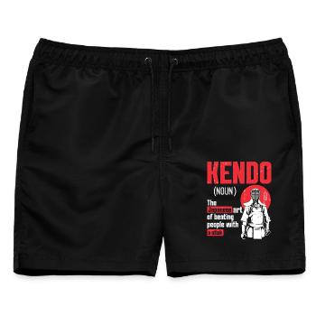 Kendo-Ausbilder Japanisches Kampfsporttraining - Männer Badeshorts - Schwarz - Vorne - AI Model Male 178 light (178cm)
