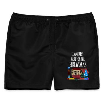 Pyro Lustiger Spruch Feuerwerk Silvester - Männer Badeshorts - Schwarz - Vorne - AI Model Male 178 light (178cm)
