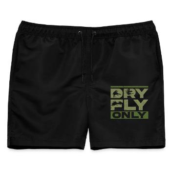 Fliegenfischen Fliegenangler Dry Fly Only - Männer Badeshorts - Schwarz - Vorne - AI Model Male 178 light (178cm)
