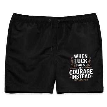 Wenn das Glück versagt, probiere Courage Inspirational Vintage - Männer Badeshorts - Schwarz - Vorne - AI Model Male 178 light (178cm)