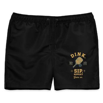 Pickleball-lustiger Pickleball-Pickleball - Männer Badeshorts - Schwarz - Vorne - AI Model Male 178 light (178cm)
