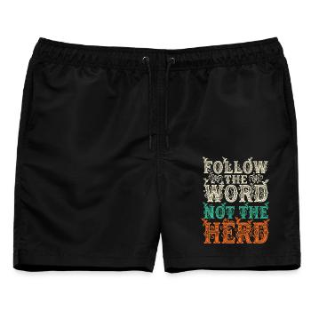 Folge dem Wort, nicht der Herde, Kolibris - Männer Badeshorts - Schwarz - Vorne - AI Model Male 178 light (178cm)
