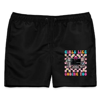 Mädchen programmieren auch gerne für Frauen. - Männer Badeshorts - Schwarz - Vorne - AI Model Male 178 light (178cm)
