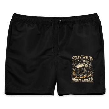 Honigdachs Honey Badger Tier - Männer Badeshorts - Schwarz - Vorne - AI Model Male 178 light (178cm)