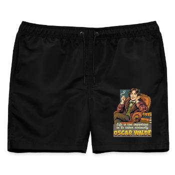Oscar Wilde Life - Männer Badeshorts - Schwarz - Vorne - AI Model Male 178 light (178cm)