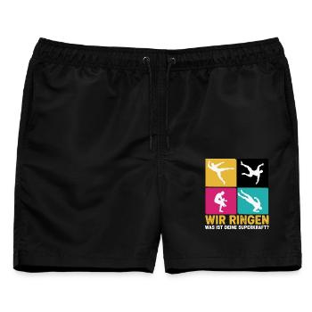 Wir Ringen Superkraft Ringer - Männer Badeshorts - Schwarz - Vorne - AI Model Male 178 light (178cm)